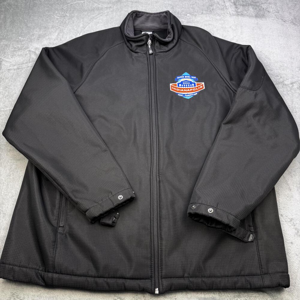 Super Bowl XLVI Indianapolis Jacket Mens XL Black Full Zip NFL Football